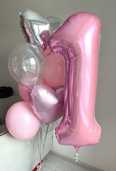 Набір гелієвих кульок на день народження -1рік buket - 0106 фото