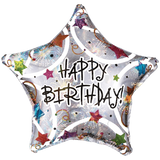 Фольгированный шар Happy Birthday разноцветные звёзды