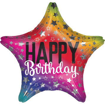 Фольгована кулька Happy Birthday -блискуча зірка