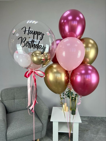 Набір гелієвих кульок "Баблс Happy Birthday" buket - 0174 фото