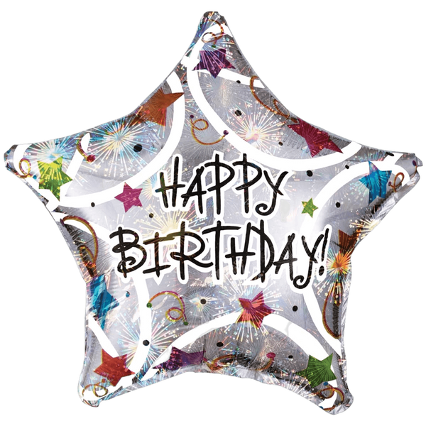Фольгована кулька Happy Birthday різнокольрові зірки 1202-1020 фото