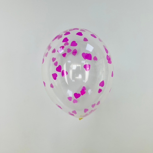 Гелиевый шар с конфетти Сердце фуксия 7455-017 фото