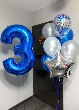 Набор гелиевых шаров "Blue & Silver"