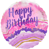 Фольгированный шар Happy Birthday мрамор