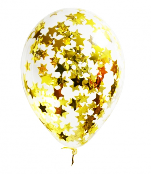 Гелієва кулька з конфетті Золоті зірки 7455-001 фото