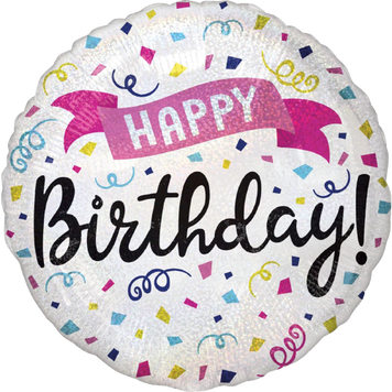 Фольгована кулька Happy Birthday серпантин