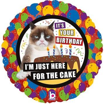 Фольгированный шар с гелием "It's Your Birthday" - Grumpy Cat