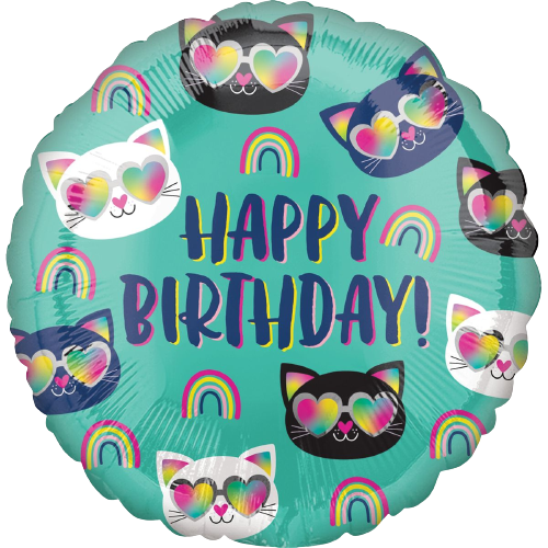 Фольгированный шар Happy Birthday -весёлые кошечки 3202-2751 фото