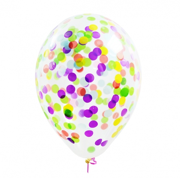 Гелієва кулька з конфетті Різнокольорові кружечки 7455-004 фото