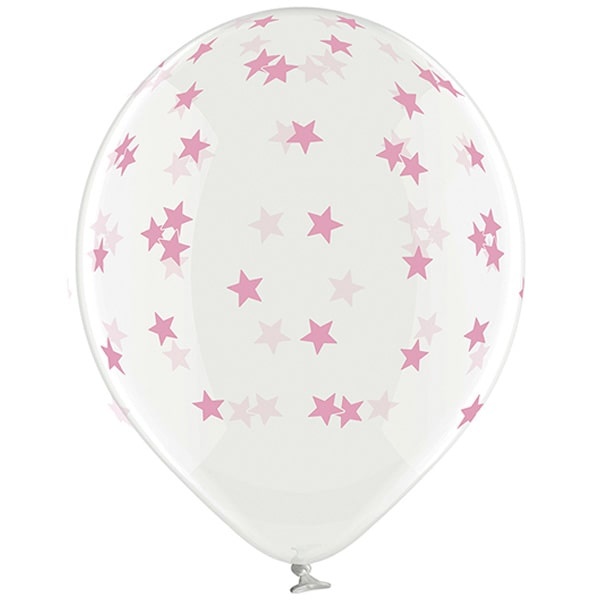 Гелиевый шар 12" с рисунком - "Звёзды розовые" 3103-1146 фото