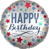 Фольгированный шар Happy Birthday звёзды сатин