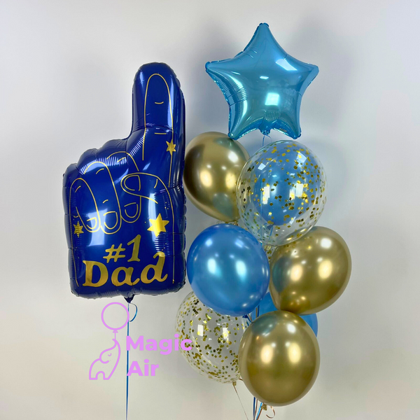 Набір гелієвих кульок #1 Dad (#1 Тато)  buket - 0096 фото