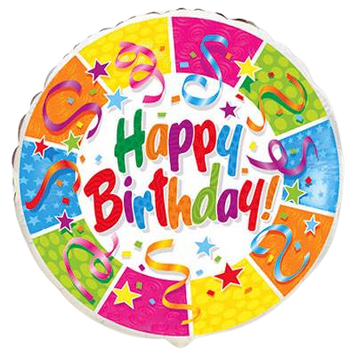 Фольгована кулька Happy Birthday -серпантин