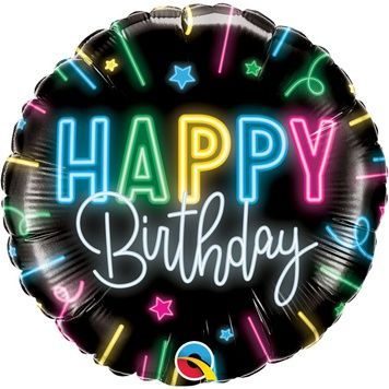 Фольгированный шар Happy Birthday- Неоновое сияние
