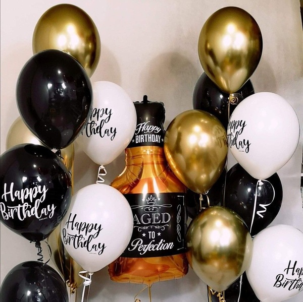 Набір кульок "Пляшка віскі Happy Birthday" buket - 0033 фото
