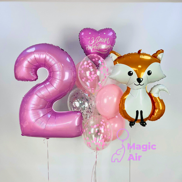 Набір гелієвих кульок  на день народження з Лисичкою buket - 0097 фото