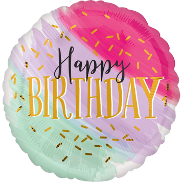Фольгована кулька Happy Birthday -акварель