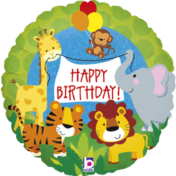 Фольгированный шар Happy Birthday сафари