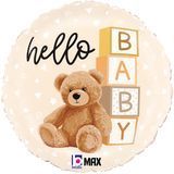 Фольгированный шар с гелием "Мишка Hello Baby"