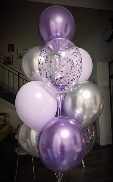 Сэт гелиевых шаров "Фиолетовый и Серебро хром" buket - 0134 фото