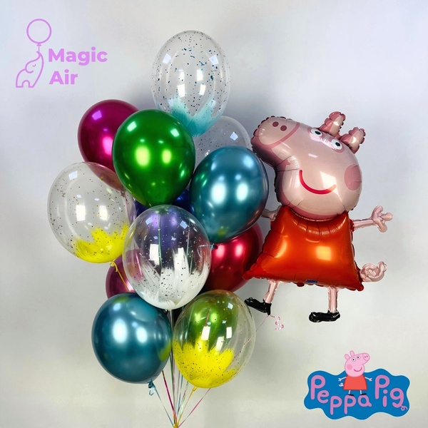 Набір гелієвих кульок Peppa Pig - Свинка Пепа buket - 0135 фото