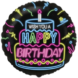 Фольгированный шар Happy Birthday- неоновый торт
