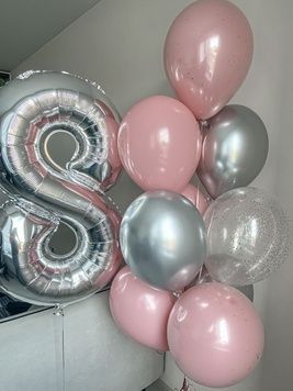Набор шаров на день рождения "Silver & Pink"