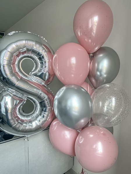 Набір кульок на день народження "Silver & Pink" buket - 0150 фото