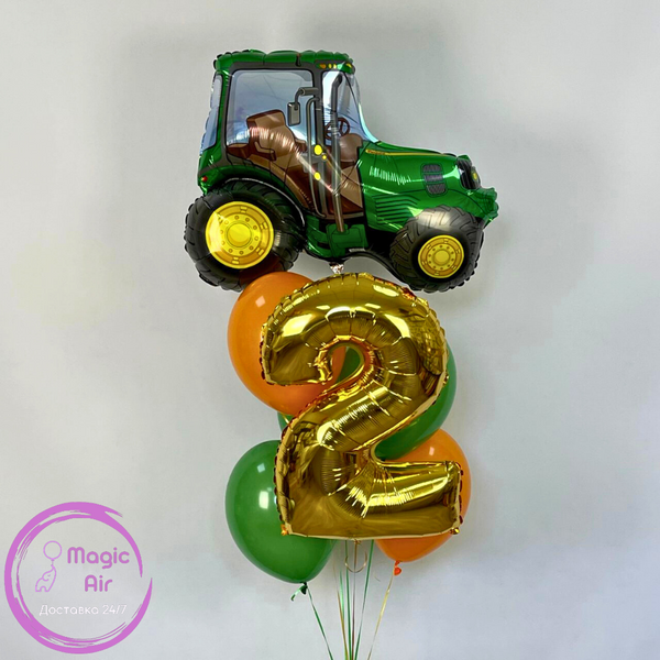 Набір гелієвих кульок "Зелений Трактор" buket - 0124 фото