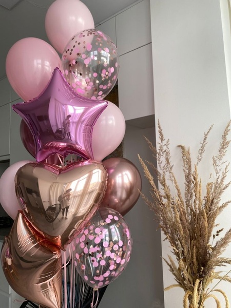 Набор гелиевых шаров "Розовое золото с конфетти" buket - 0200 фото
