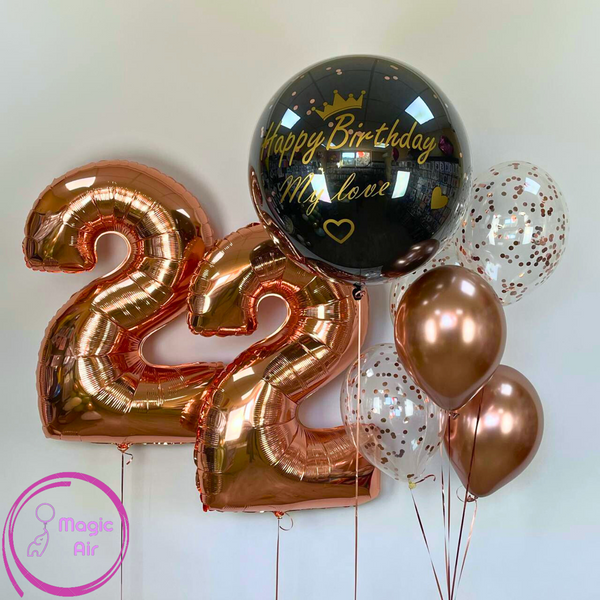 Набір гелієвих кульок "Баблс Happy Birthday" buket - 0163 фото