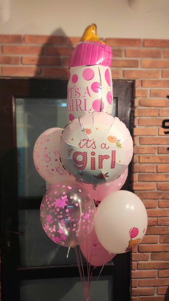 Набор шаров на выписку "Бутылочка It's a Girl" buket - 0115 фото
