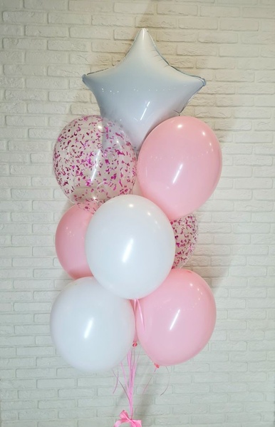 Сэт гелиевых розово-белых шаров buket - 0141 фото