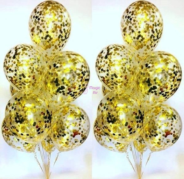 Гелиевый шар с конфетти Золотой кружочек  7455-014 фото