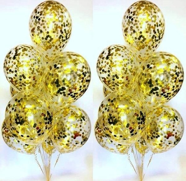 Гелієва кулька з конфетті Золотий кружечок 7455-014 фото