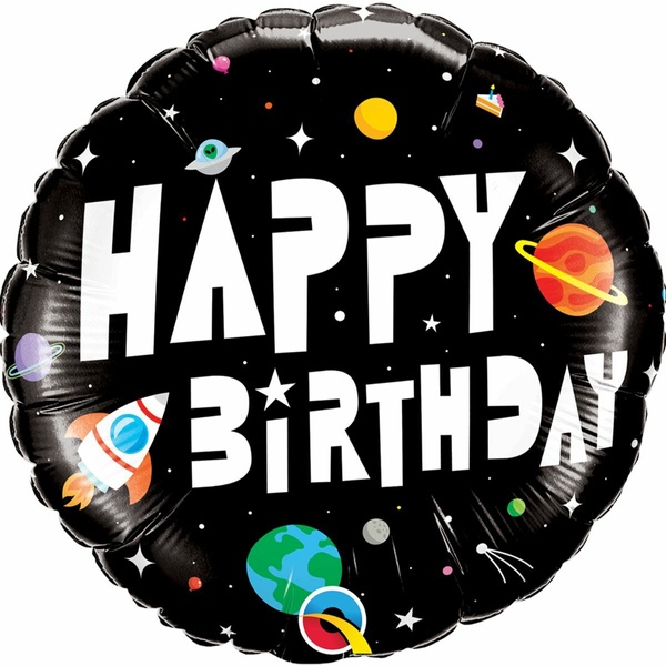 Фольгована кулька Happy Birthday Космос 3202-1075 фото