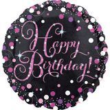 Фольгована кулька з гелієм Happy Birthday - рожеві конфеті
