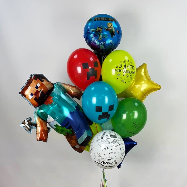 Набір гелієвих кульок "Майнкрафт - Стів" buket - 0186 фото