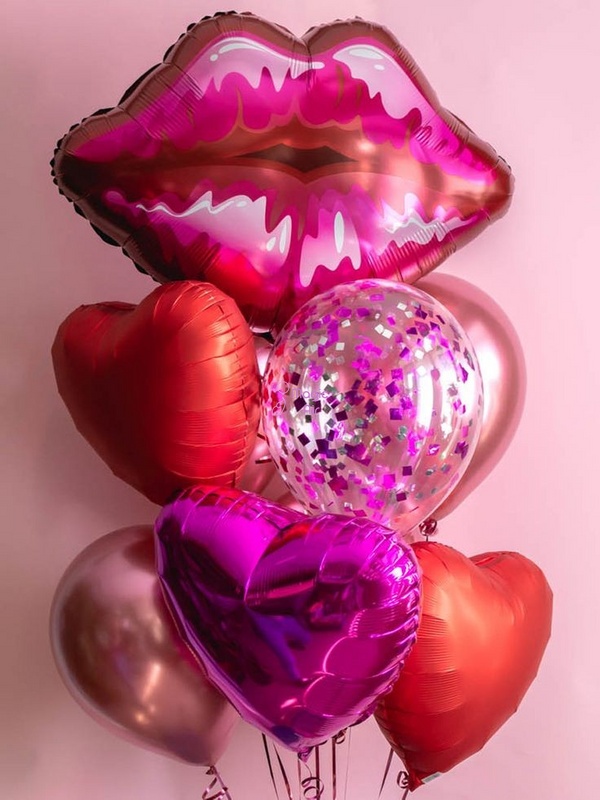 Набор шаров "Сладкие Губы с сердечками" buket - 0054 фото