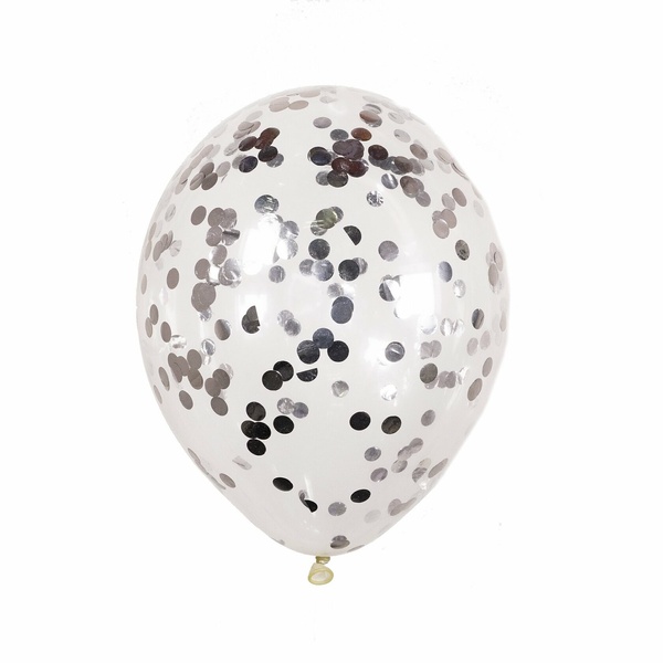Гелієва кулька з конфетті Сріблястий Кружечок 7455-010 фото