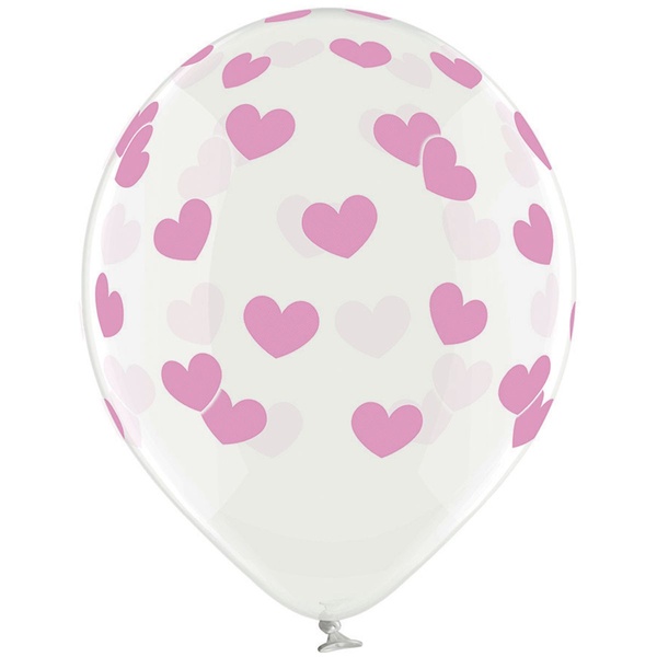 Гелієва кулька 12" з малюнком - Рожеві серця 3103-1170 фото