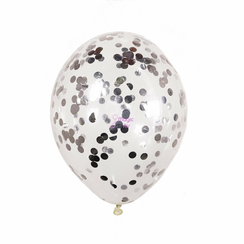 Гелієва кулька з конфетті Сріблястий Кружечок 7455-010 фото