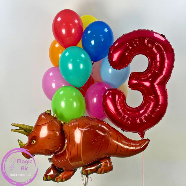 Набор гелиевых шаров "Динозавр Трицераптос" buket - 0144 фото