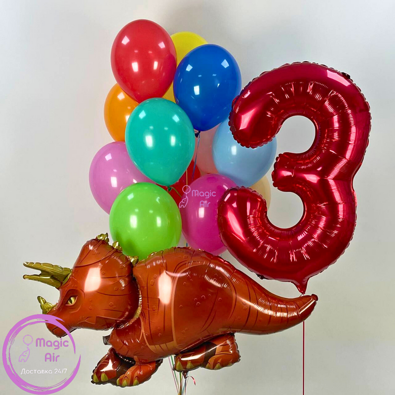 Набір гелієвих кульок "Динозавр Трицераптос" buket - 0144 фото