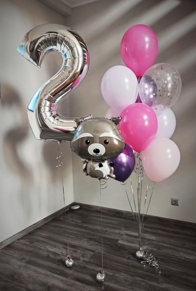 Набір гелієвих кульок на день народження "Єнот" buket - 0067 фото