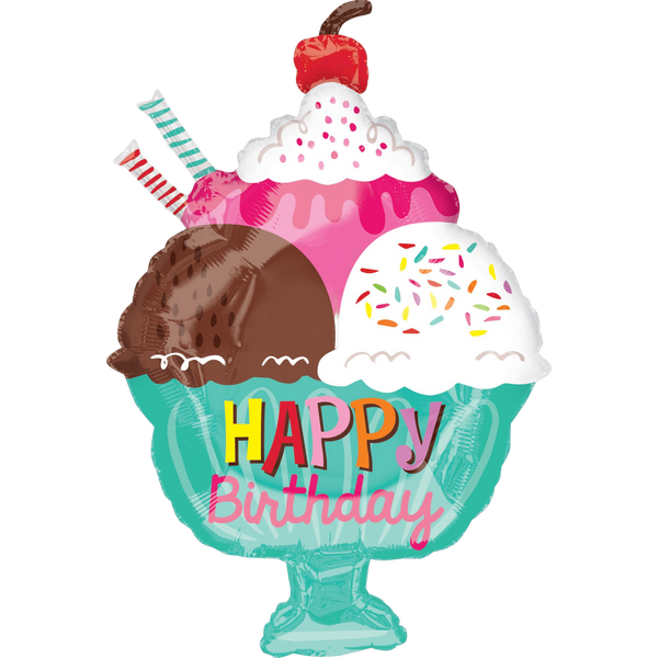 Фольгована кулька Happy Birthday морозиво 3207-1086 фото