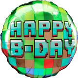 Фольгированный шарик "Happy B-Day" - пиксель