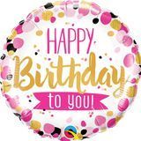 Фольгированный шар Happy Birthday - Круги розово-золотые