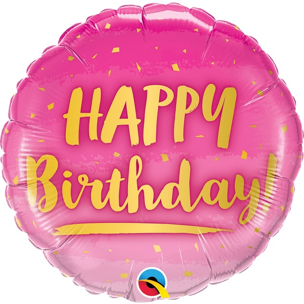 Фольгированный шар Happy Birthday- Розовый круг 3202-0350 фото