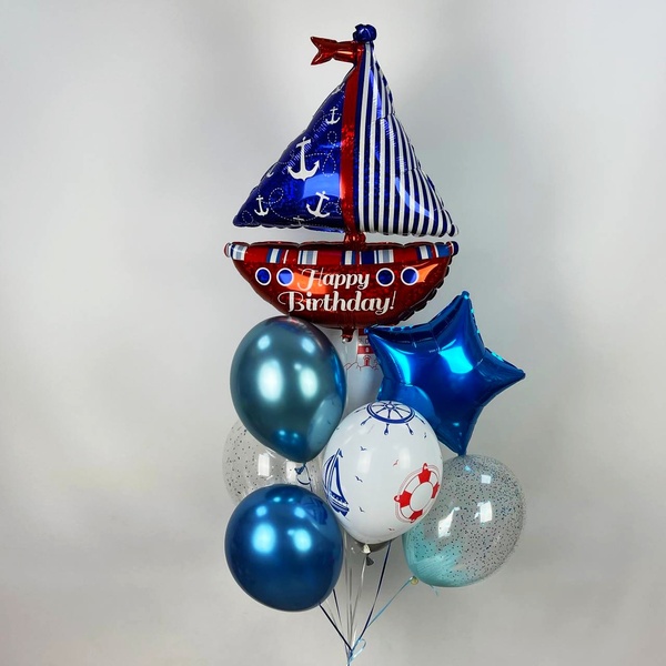 Набір кульок "Яхта Happy Birthday" buket - 0190 фото